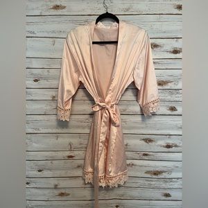 Blush pink silk robe